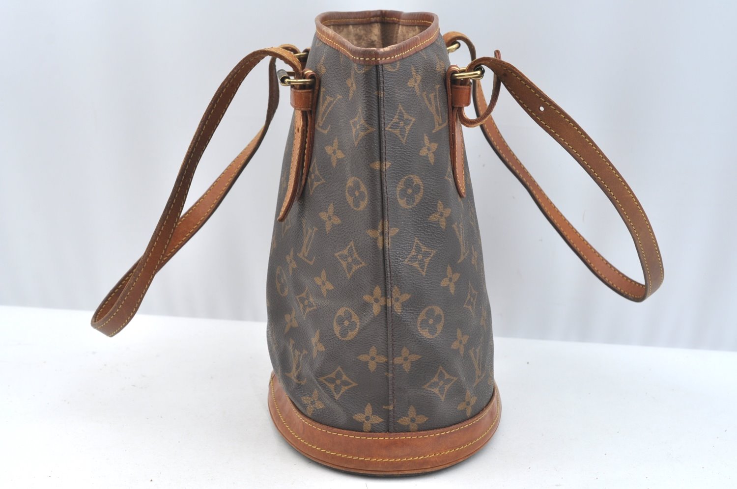 Authentic Louis Vuitton Monogram Bucket PM Shoulder Tote Bag M42238 Junk K7552