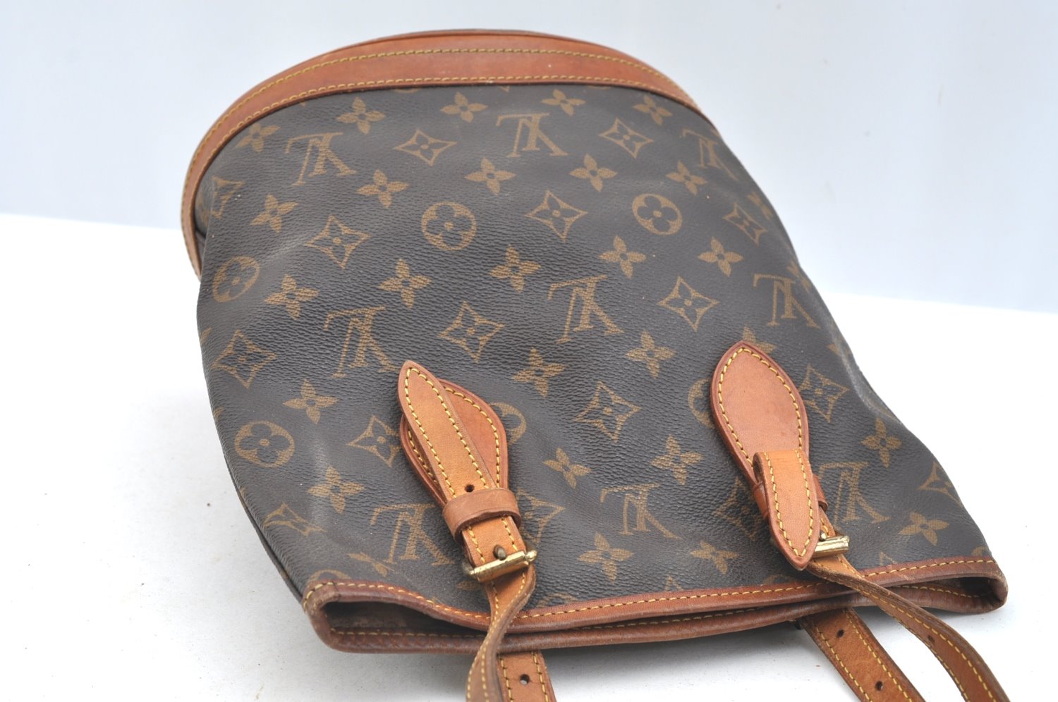 Authentic Louis Vuitton Monogram Bucket PM Shoulder Tote Bag M42238 Junk K7552