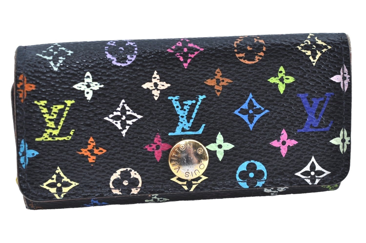 Auth Louis Vuitton Monogram Multicolor Multicles 4 Key Case M60044 Black K7555