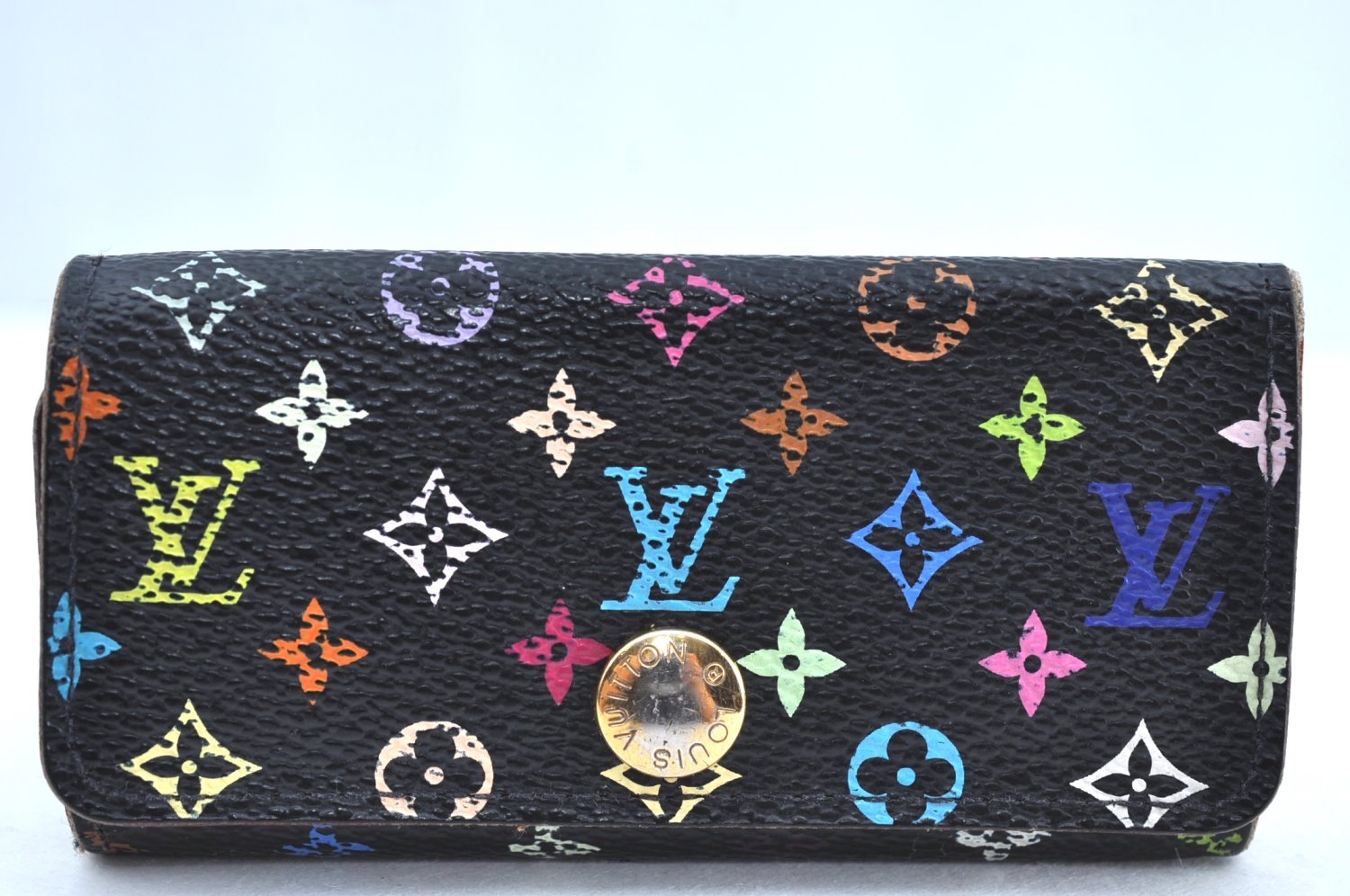Auth Louis Vuitton Monogram Multicolor Multicles 4 Key Case M60044 Black K7555
