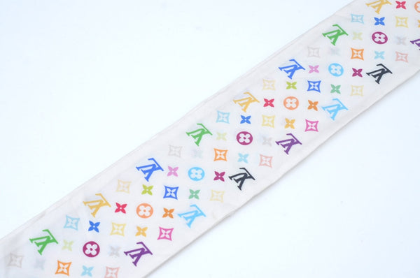 Authentic Louis Vuitton Monogram Multicolor Bandeau Scarf White M71991 LV K7568