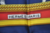 Authentic HERMES Carre 90 Scarf "GRAND APPARAT" Silk Navy K7573