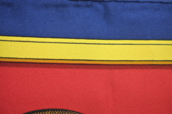 Authentic HERMES Carre 90 Scarf "GRAND APPARAT" Silk Navy K7573