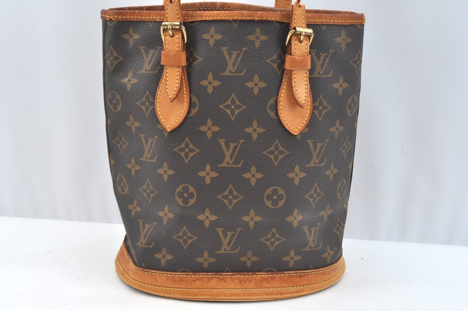 Authentic Louis Vuitton Monogram Bucket PM Shoulder Tote Bag M42238 Junk K7592