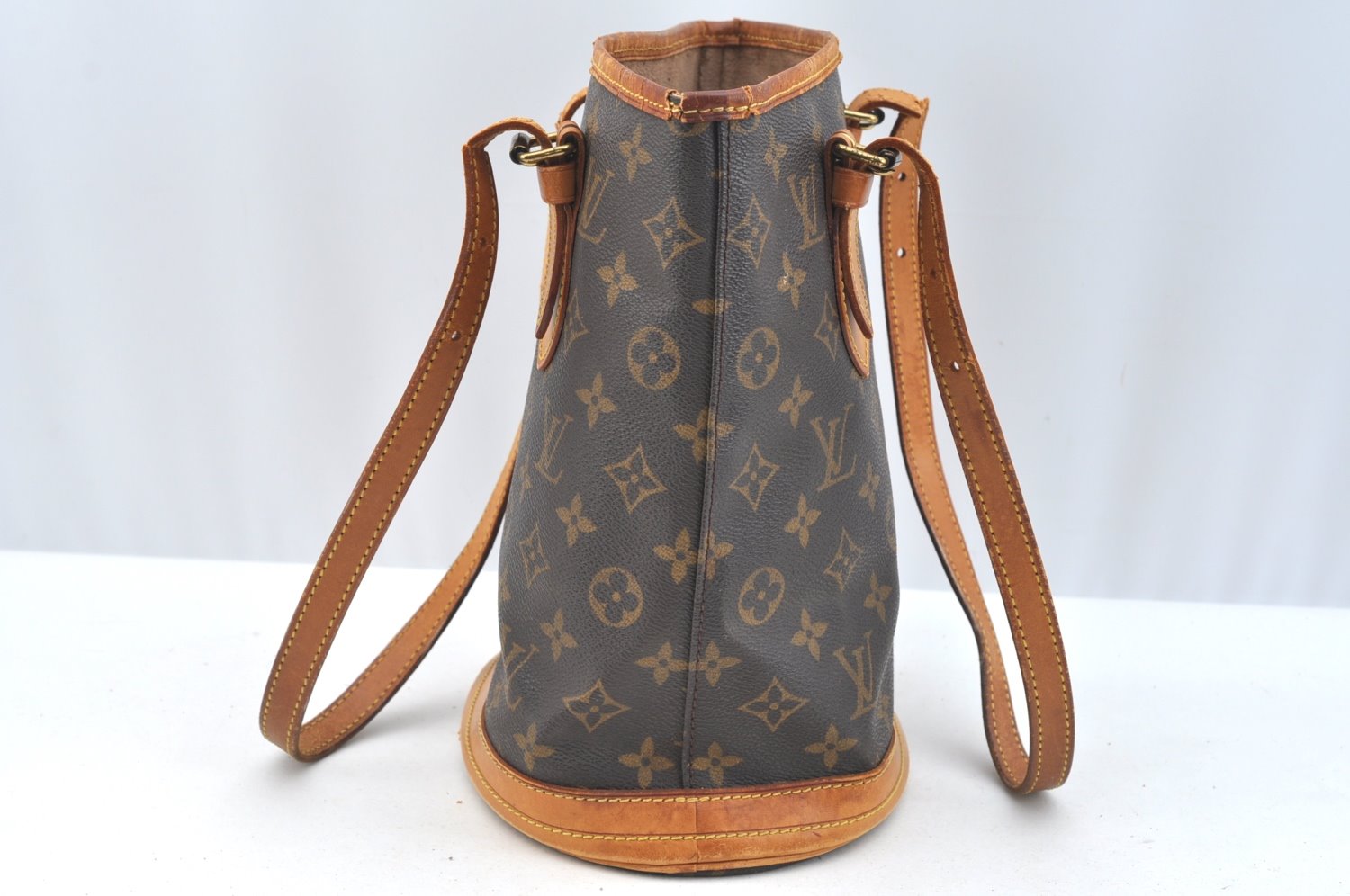 Authentic Louis Vuitton Monogram Bucket PM Shoulder Tote Bag M42238 Junk K7592