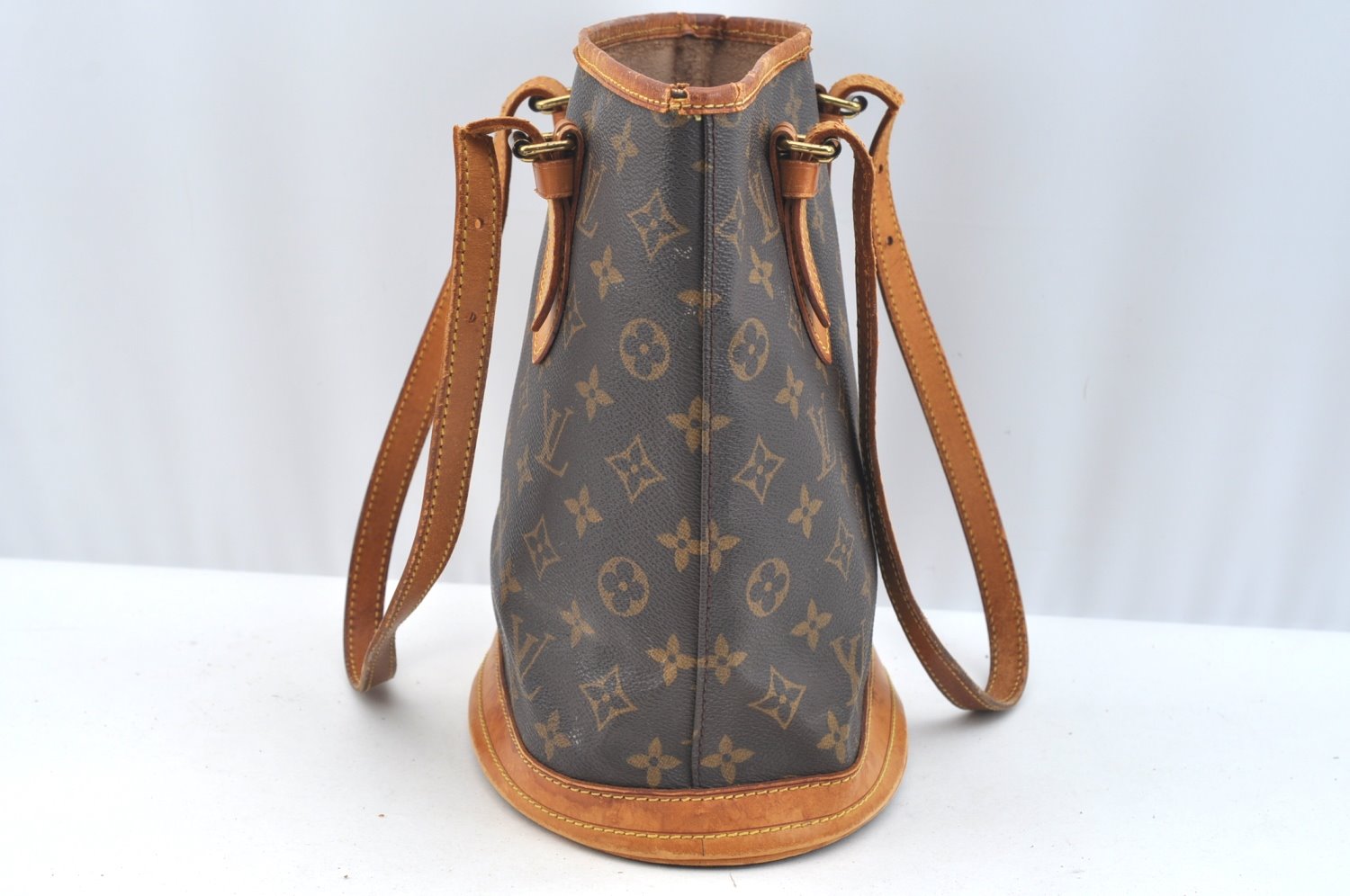 Authentic Louis Vuitton Monogram Bucket PM Shoulder Tote Bag M42238 Junk K7592