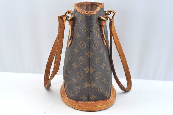 Authentic Louis Vuitton Monogram Bucket PM Shoulder Tote Bag M42238 Junk K7592