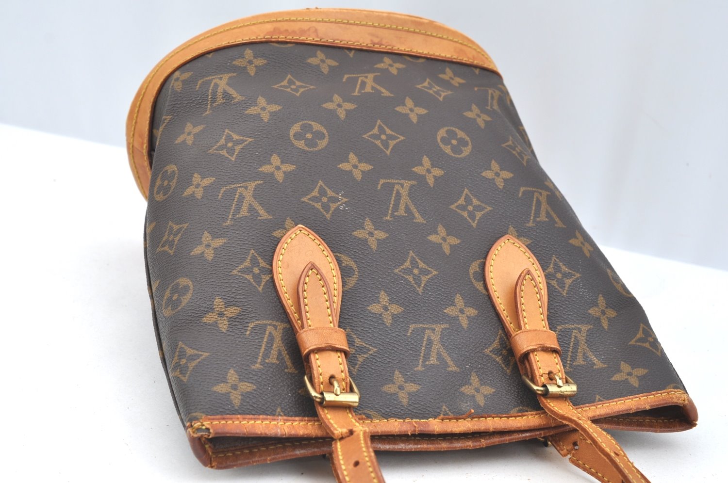 Authentic Louis Vuitton Monogram Bucket PM Shoulder Tote Bag M42238 Junk K7592