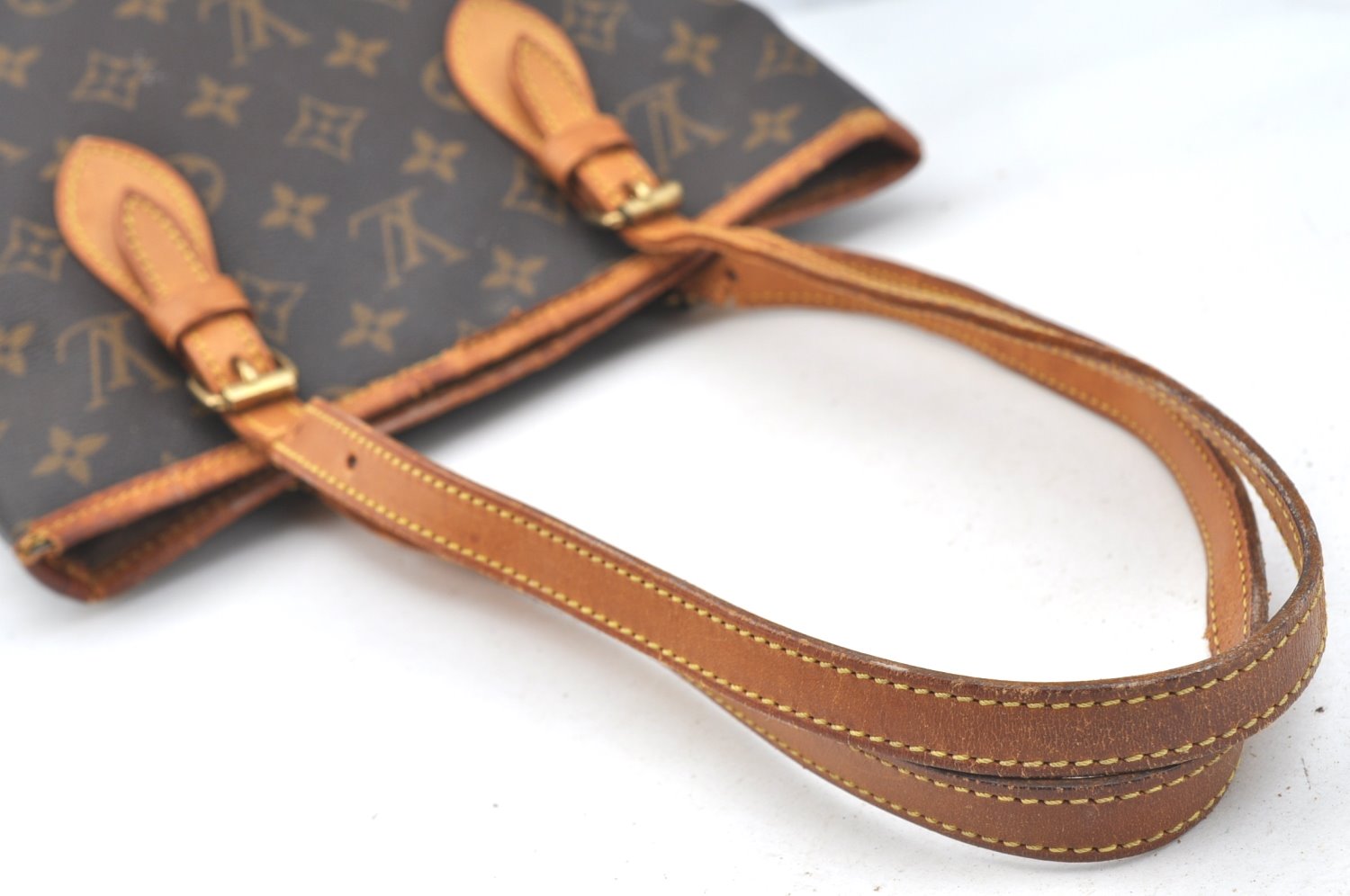 Authentic Louis Vuitton Monogram Bucket PM Shoulder Tote Bag M42238 Junk K7592