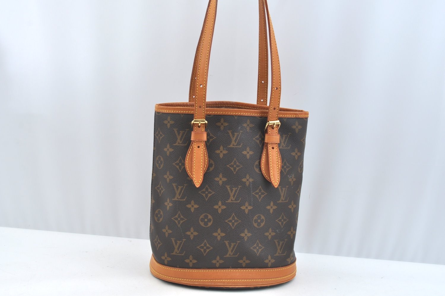 Authentic Louis Vuitton Monogram Bucket PM Shoulder Tote Bag M42238 Junk K7594