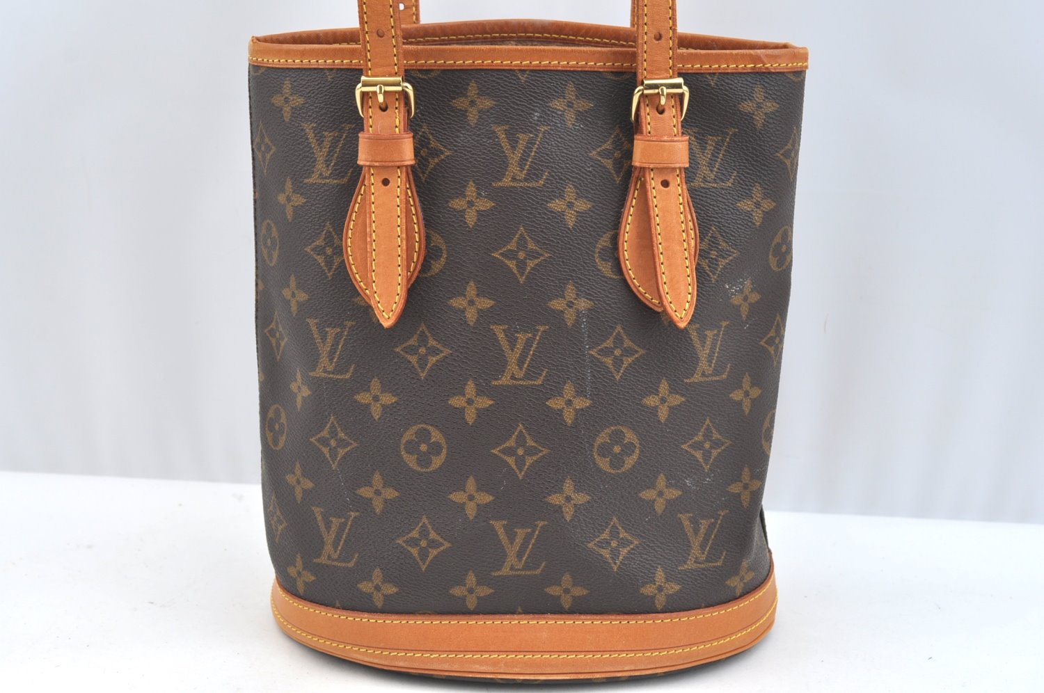 Authentic Louis Vuitton Monogram Bucket PM Shoulder Tote Bag M42238 Junk K7594