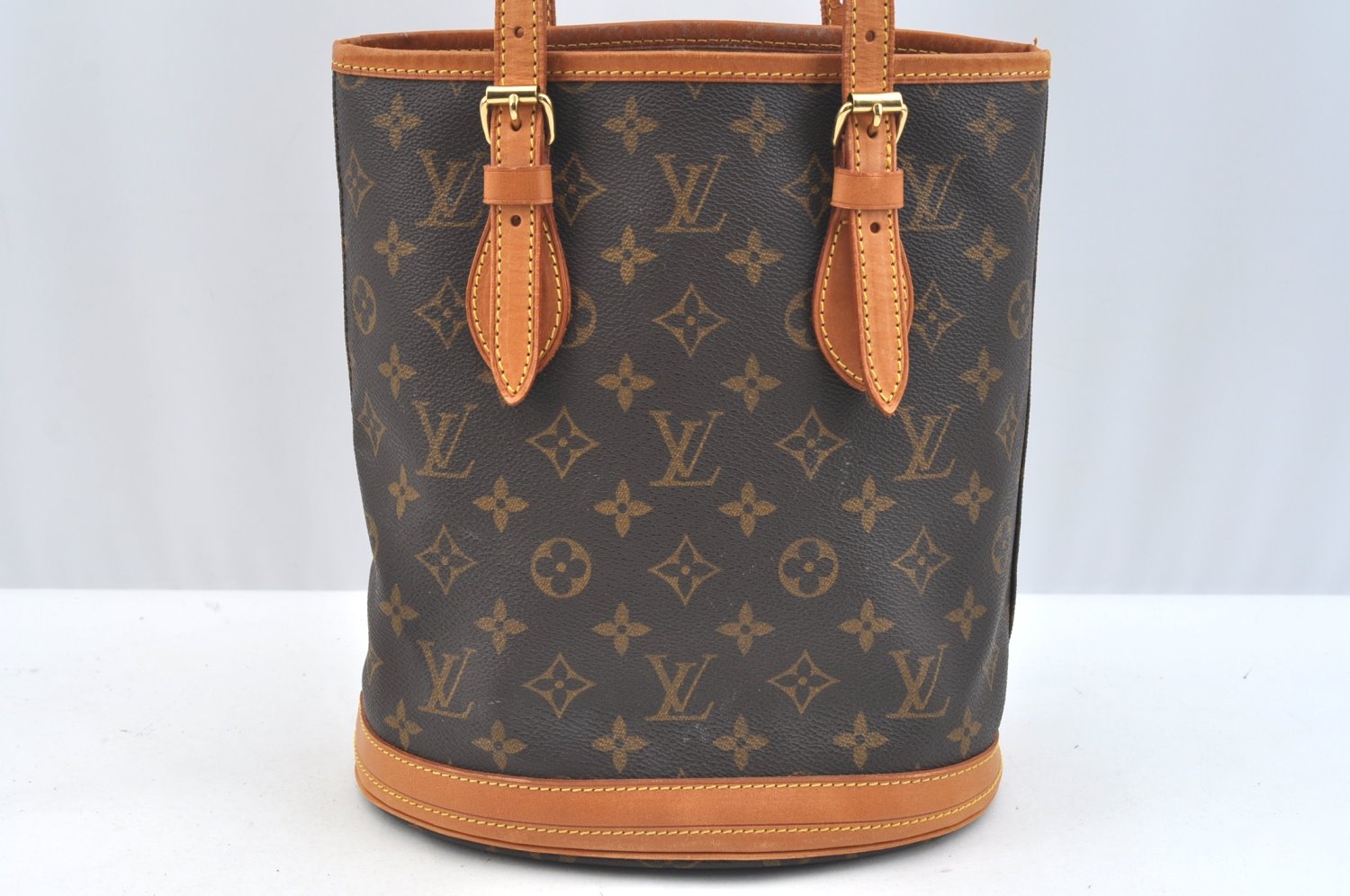Authentic Louis Vuitton Monogram Bucket PM Shoulder Tote Bag M42238 Junk K7594