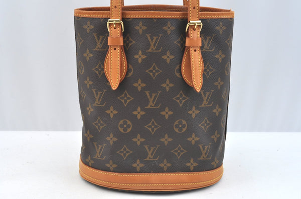 Authentic Louis Vuitton Monogram Bucket PM Shoulder Tote Bag M42238 Junk K7594