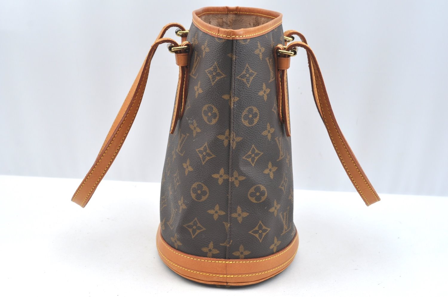 Authentic Louis Vuitton Monogram Bucket PM Shoulder Tote Bag M42238 Junk K7594