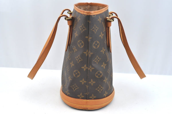 Authentic Louis Vuitton Monogram Bucket PM Shoulder Tote Bag M42238 Junk K7594