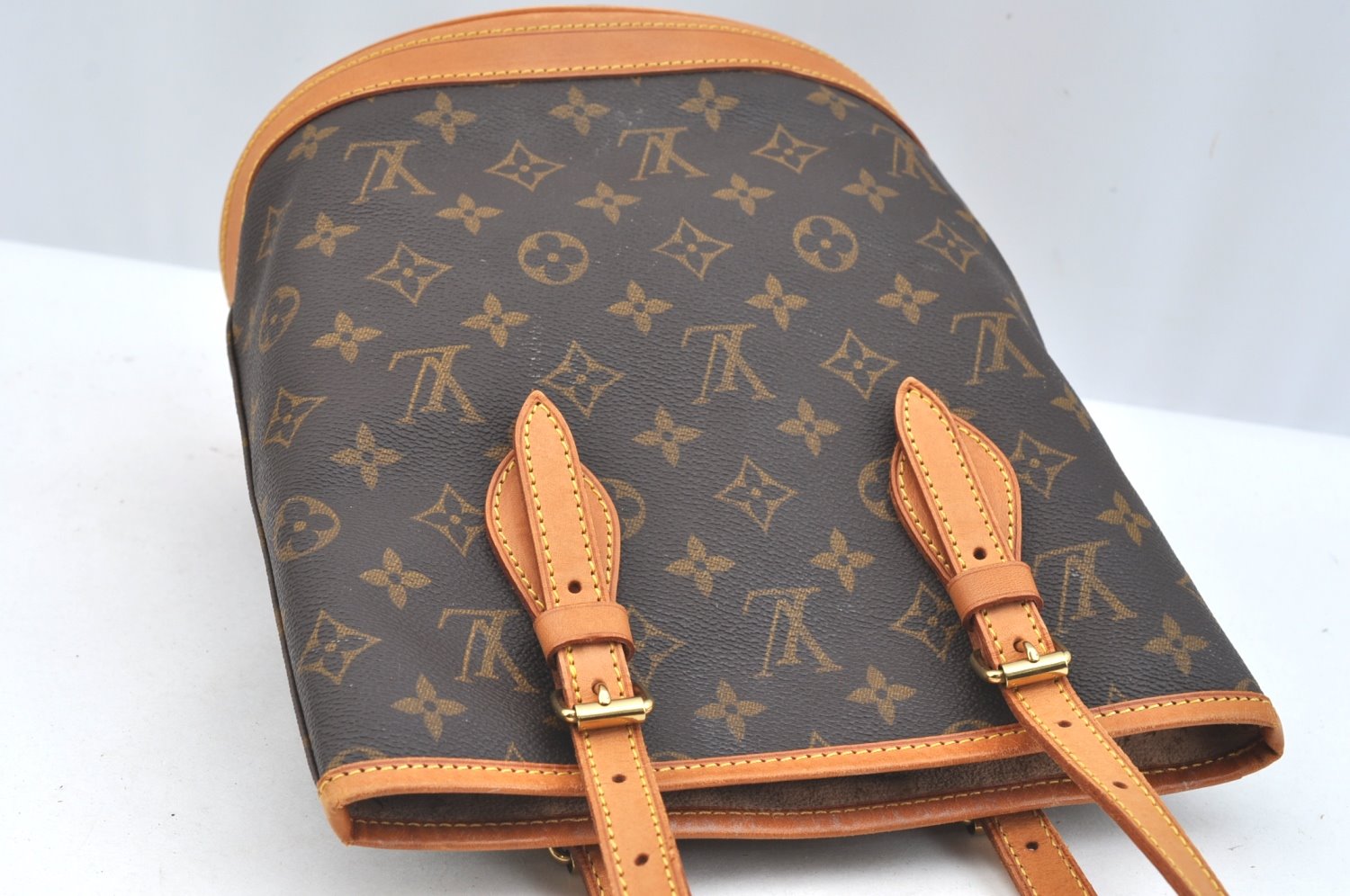 Authentic Louis Vuitton Monogram Bucket PM Shoulder Tote Bag M42238 Junk K7594