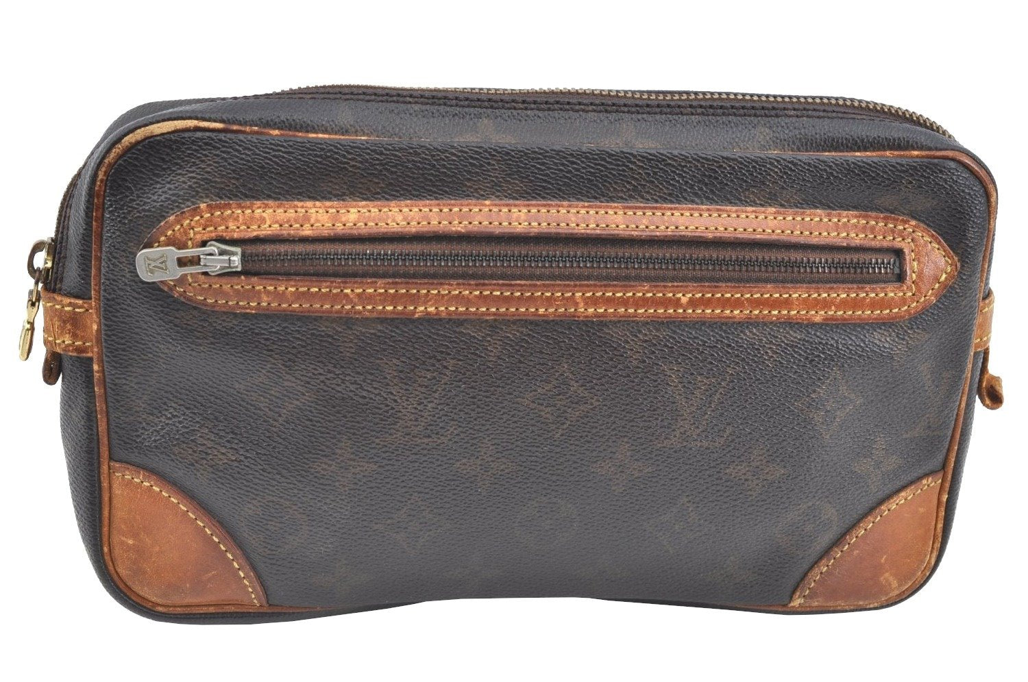 Authentic Louis Vuitton Monogram Marly Dragonne Clutch Hand Bag Old Model K7599