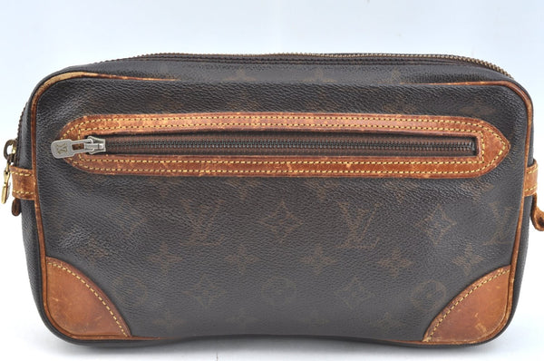 Authentic Louis Vuitton Monogram Marly Dragonne Clutch Hand Bag Old Model K7599