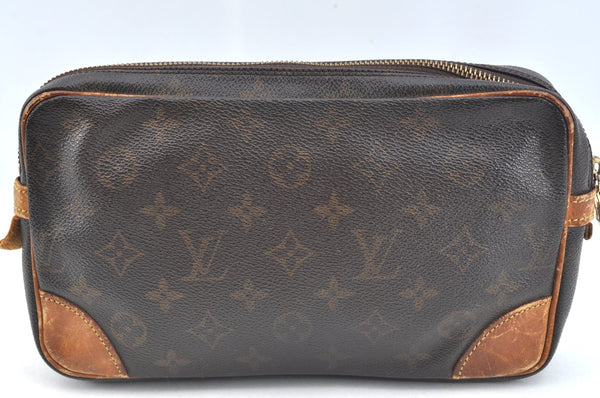 Authentic Louis Vuitton Monogram Marly Dragonne Clutch Hand Bag Old Model K7599