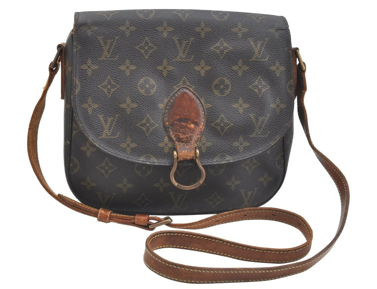 Authentic Louis Vuitton Monogram Saint Cloud GM M51242 Shoulder Cross Bag K7607