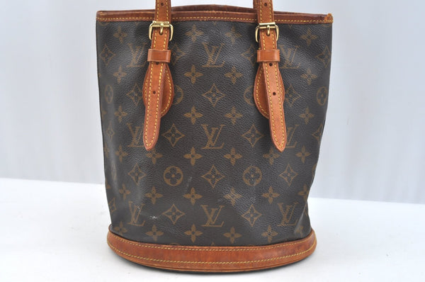 Authentic Louis Vuitton Monogram Bucket PM Shoulder Tote Bag M42238 Junk K7609