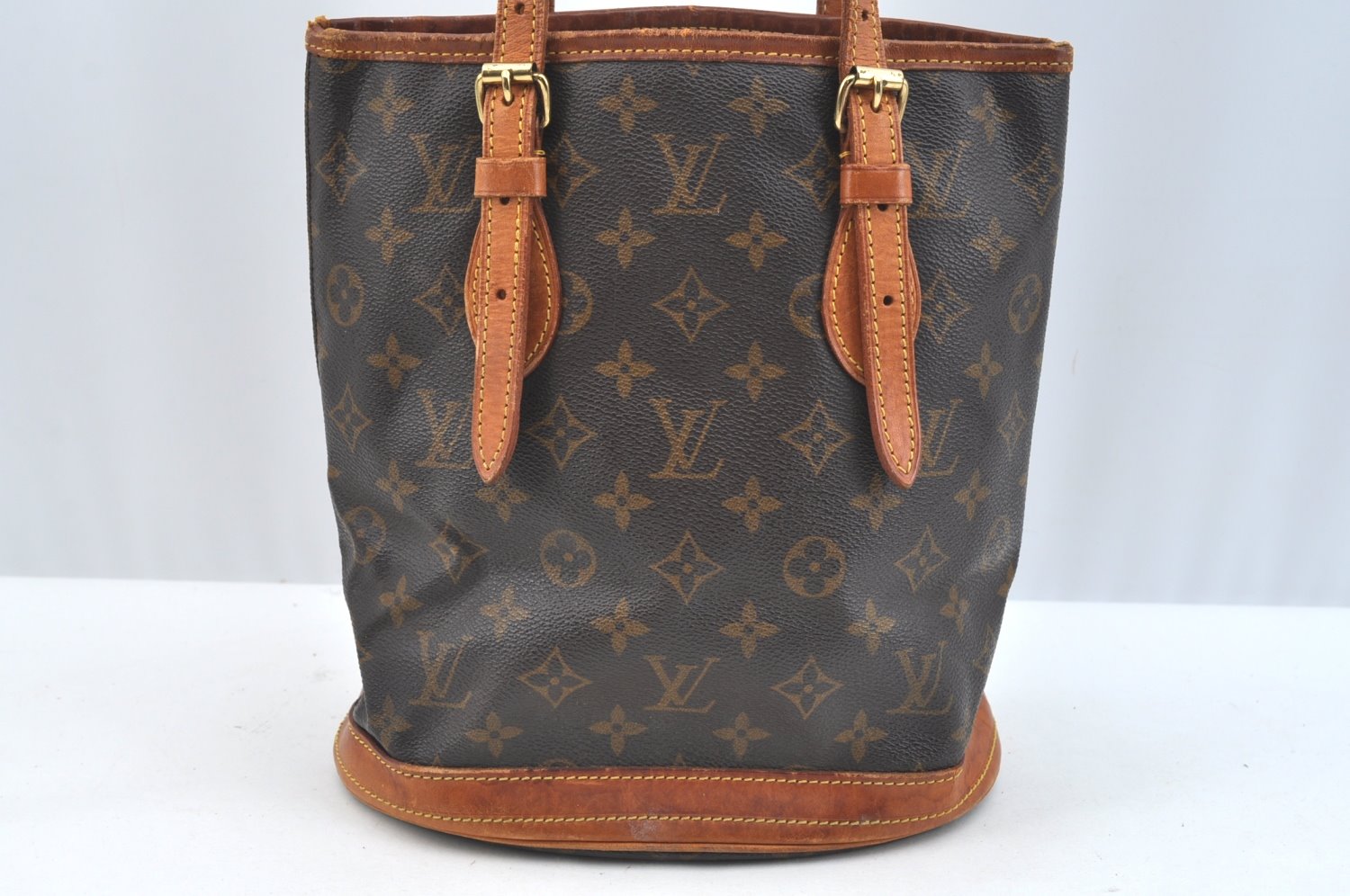 Authentic Louis Vuitton Monogram Bucket PM Shoulder Tote Bag M42238 Junk K7609