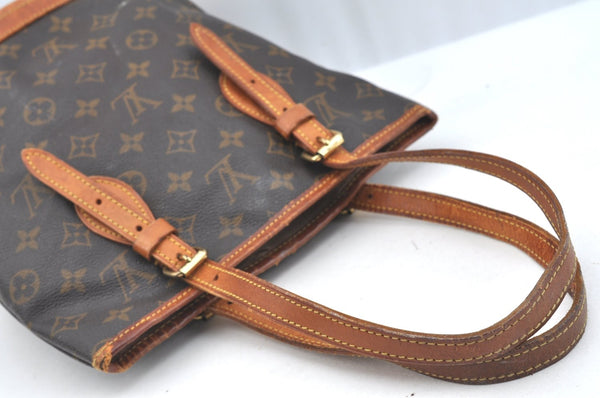 Authentic Louis Vuitton Monogram Bucket PM Shoulder Tote Bag M42238 Junk K7609