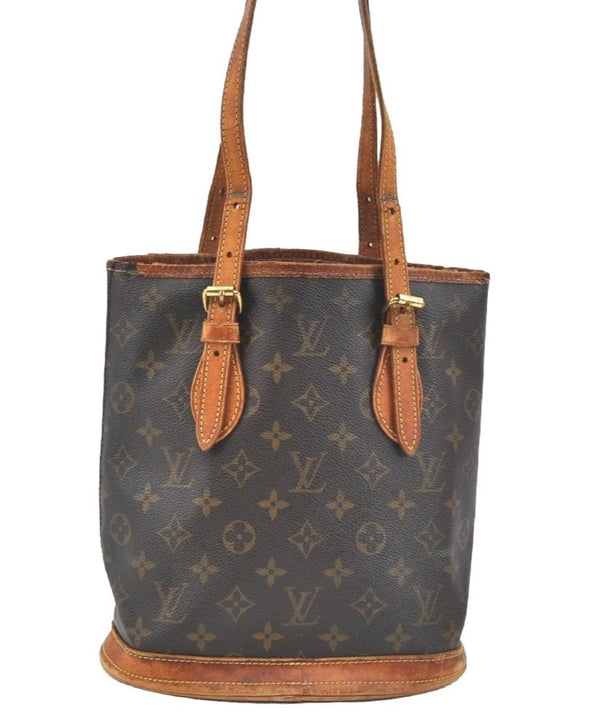 Authentic Louis Vuitton Monogram Bucket PM Shoulder Tote Bag M42238 LV K7624