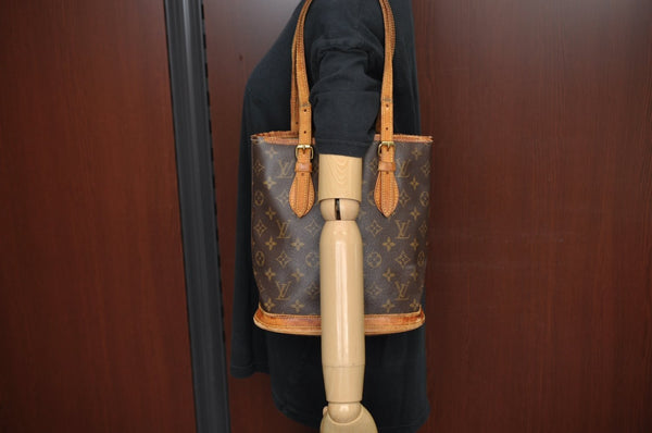 Authentic Louis Vuitton Monogram Bucket PM Shoulder Tote Bag M42238 LV K7624