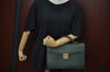 Authentic Gianni Versace Vintage Leather Hand Bag Purse Green K7652