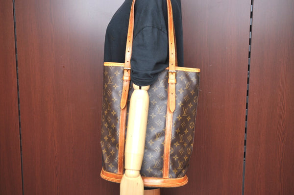 Authentic Louis Vuitton Monogram Bucket GM Shoulder Tote Bag M42236 LV K7675