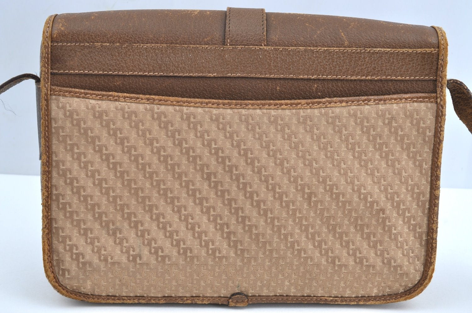 Authentic GUCCI Vintage Shoulder Cross Body Bag Purse Canvas Leather Beige K7685