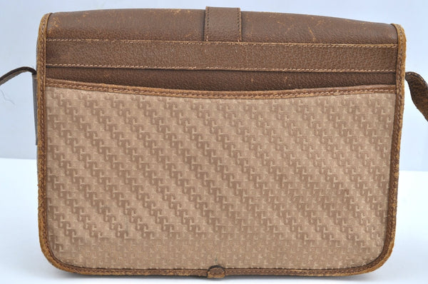 Authentic GUCCI Vintage Shoulder Cross Body Bag Purse Canvas Leather Beige K7685