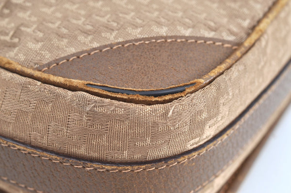 Authentic GUCCI Vintage Shoulder Cross Body Bag Purse Canvas Leather Beige K7685