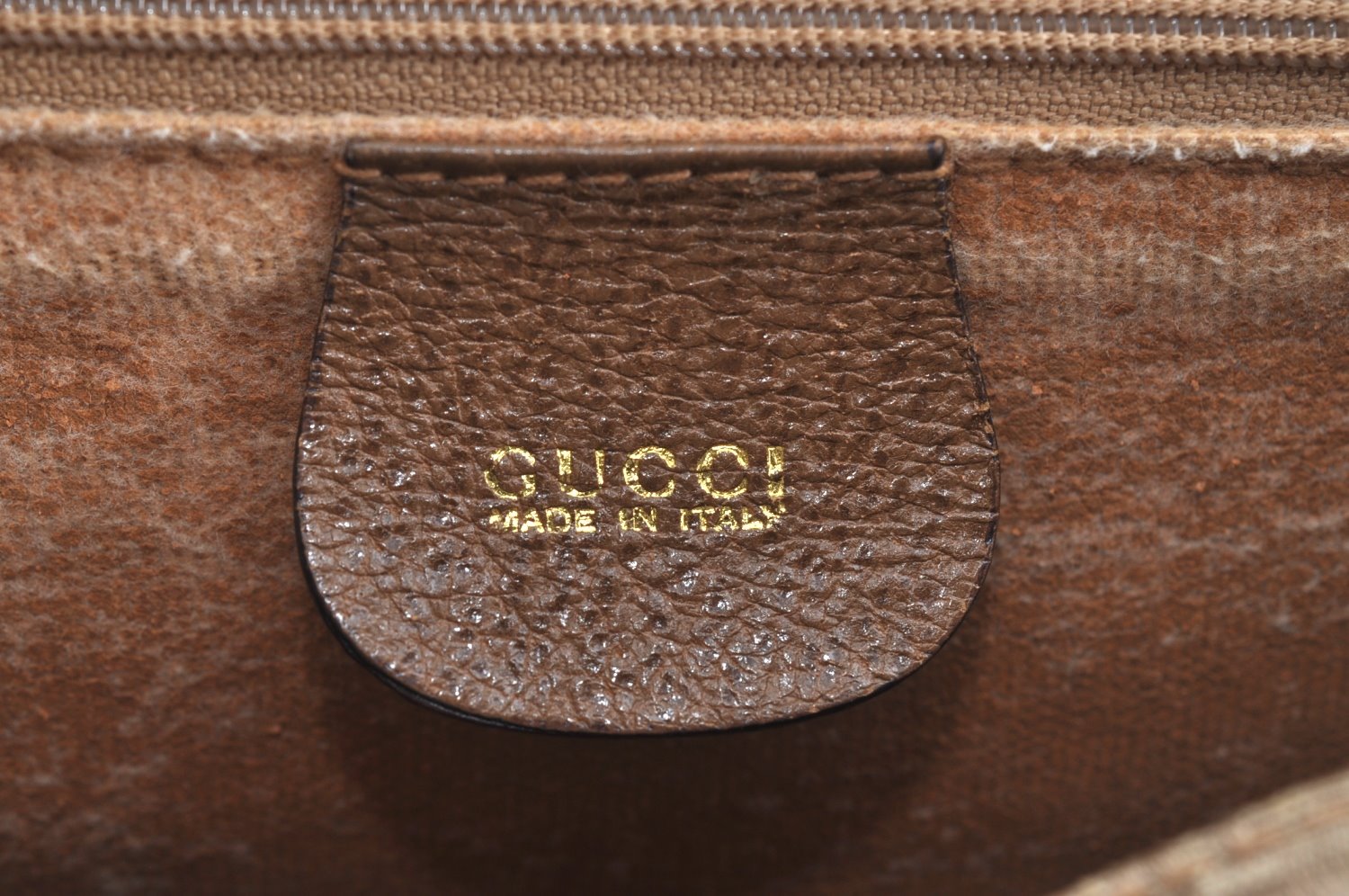 Authentic GUCCI Vintage Shoulder Cross Body Bag Purse Canvas Leather Beige K7685