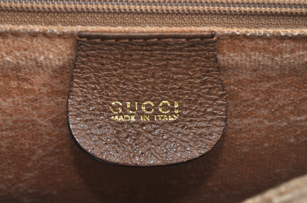 Authentic GUCCI Vintage Shoulder Cross Body Bag Purse Canvas Leather Beige K7685