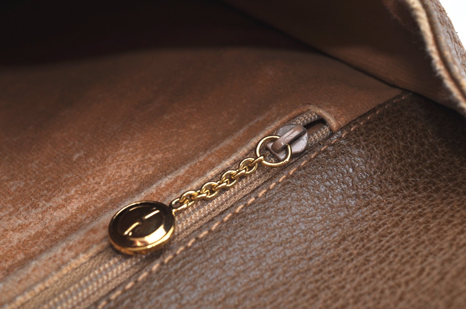 Authentic GUCCI Vintage Shoulder Cross Body Bag Purse Canvas Leather Beige K7685