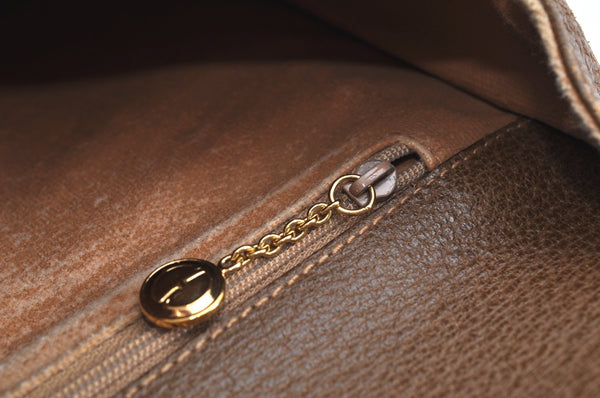 Authentic GUCCI Vintage Shoulder Cross Body Bag Purse Canvas Leather Beige K7685