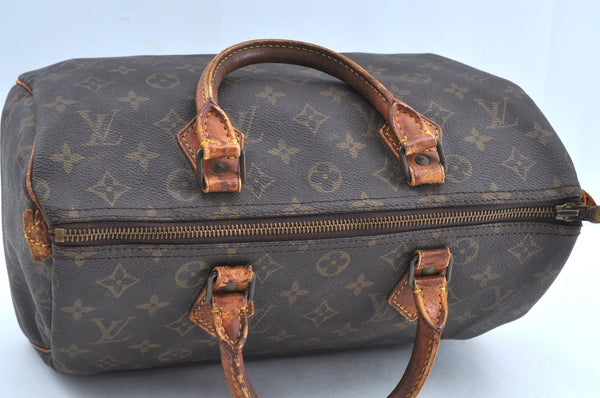 Authentic Louis Vuitton Monogram Speedy 30 Hand Boston Bag M41526 LV K7689