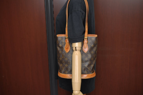 Authentic Louis Vuitton Monogram Bucket PM Shoulder Tote Bag Old Model LV K7698