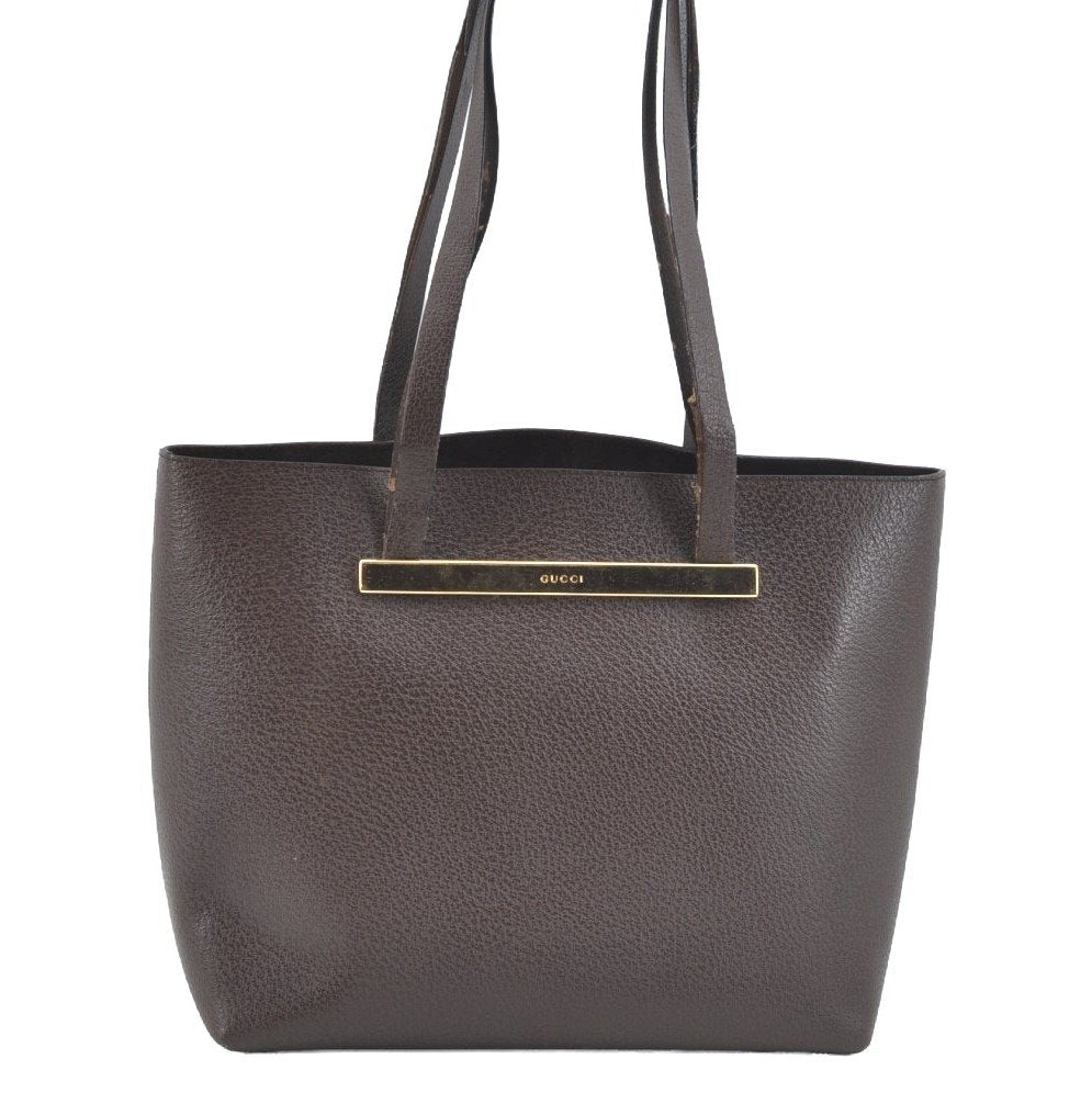 Authentic GUCCI Vintage Shoulder Tote Bag Leather Purse Brown K7699