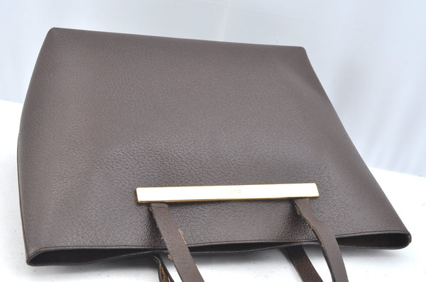 Authentic GUCCI Vintage Shoulder Tote Bag Leather Purse Brown K7699