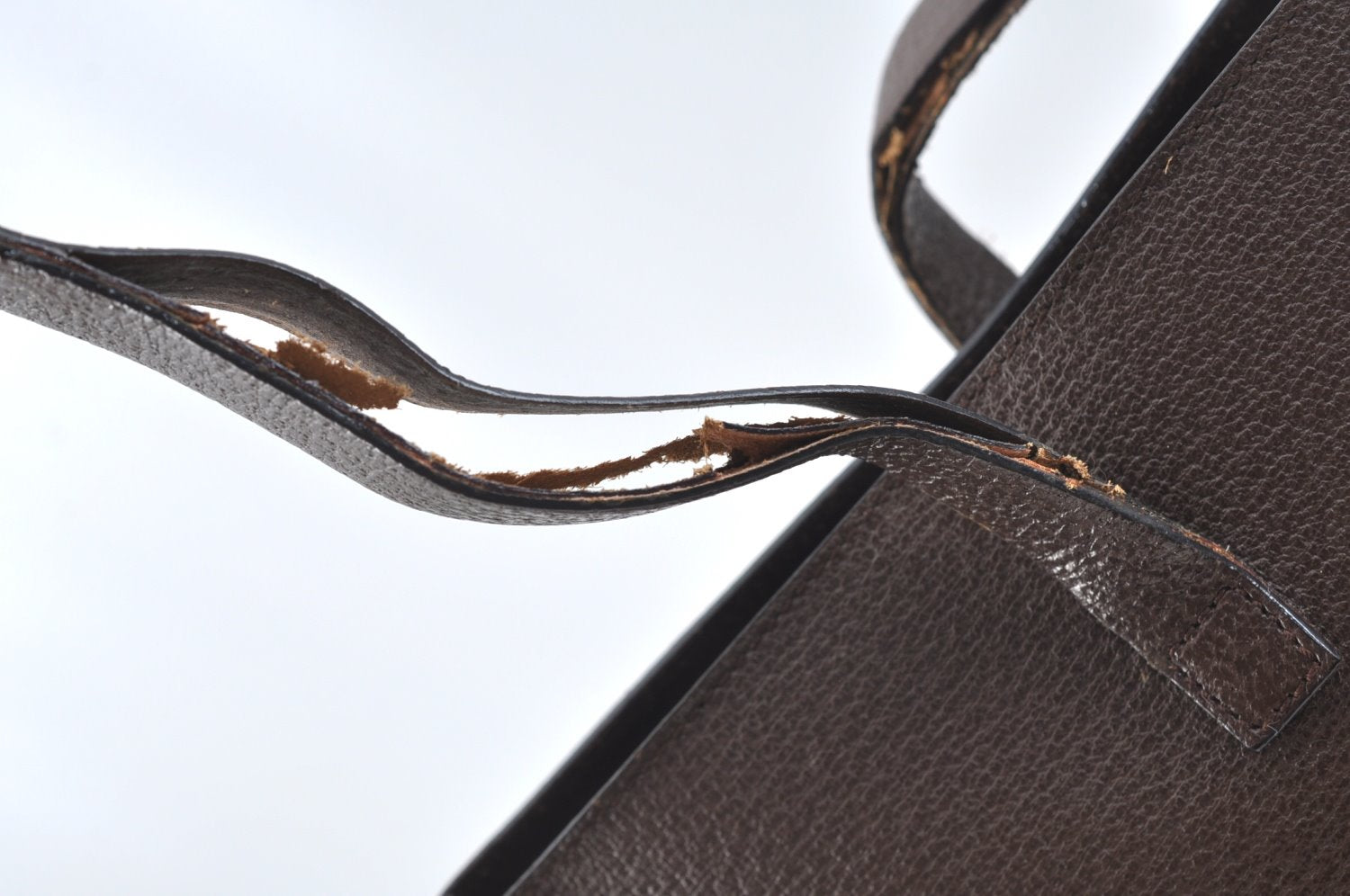 Authentic GUCCI Vintage Shoulder Tote Bag Leather Purse Brown K7699