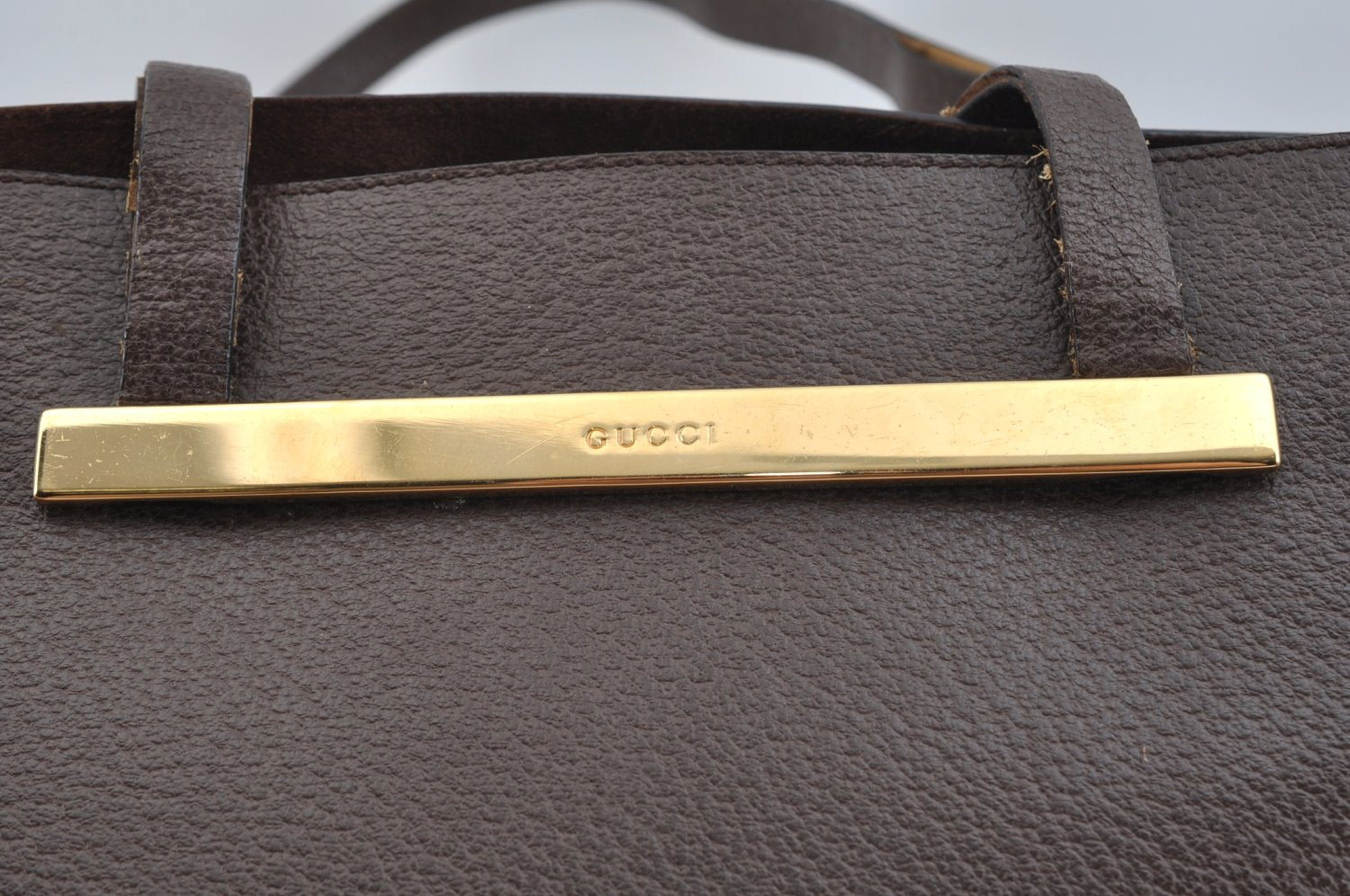 Authentic GUCCI Vintage Shoulder Tote Bag Leather Purse Brown K7699