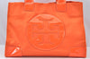 Authentic TORY BURCH Ella Nylon Enamel Shoulder Tote Bag Orange K7713