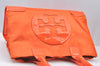 Authentic TORY BURCH Ella Nylon Enamel Shoulder Tote Bag Orange K7713