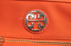 Authentic TORY BURCH Ella Nylon Enamel Shoulder Tote Bag Orange K7713