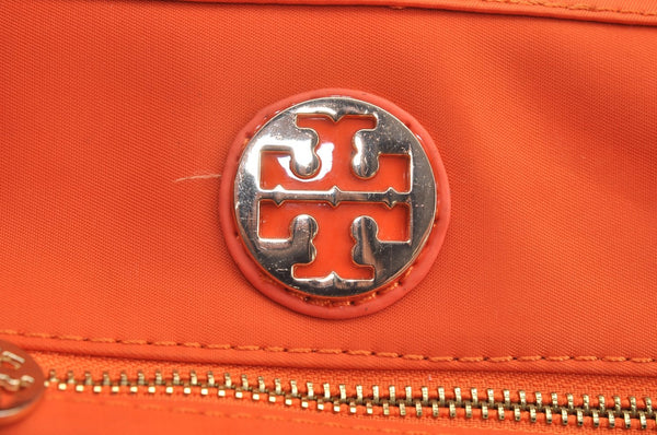 Authentic TORY BURCH Ella Nylon Enamel Shoulder Tote Bag Orange K7713