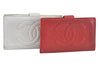 Authentic CHANEL Caviar Skin CC Logo Long Wallet Purse Red White 2Set K7730