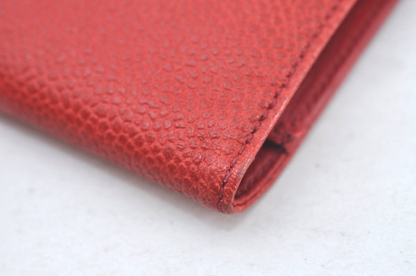 Authentic CHANEL Caviar Skin CC Logo Long Wallet Purse Red White 2Set K7730